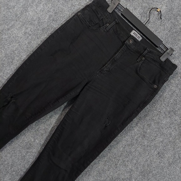 AGOLDE Jeans Womens 30x26 Black High Rise Distressed Skinny Stretch Raw Hem - Picture 1 of 10